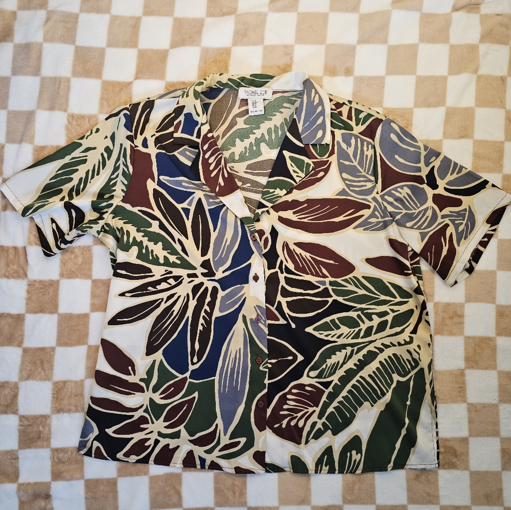 Rachel Zoe Multicolor Leaf Print Shirt